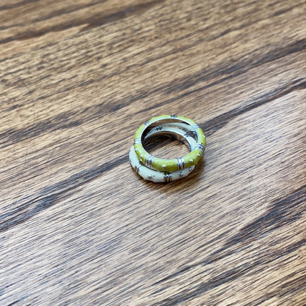 Stackable Rings green & cream & pale orange - Picture 3 of 5